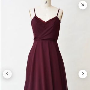 Burgundy Bridesmaid Dress, Lace Long Prom Dress, Spaghetti Strap Never Worn